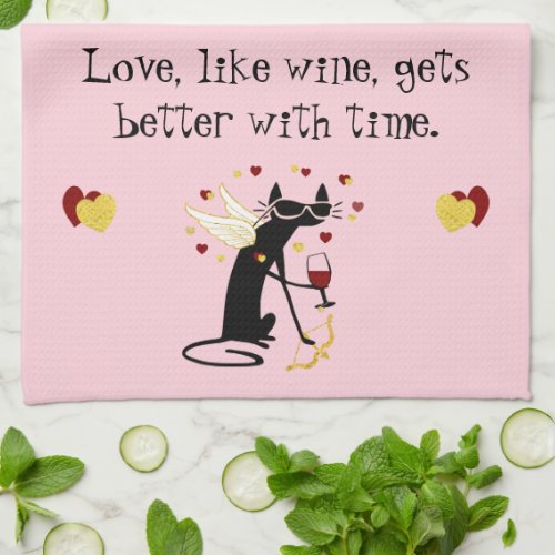 Love Like Wine Valentine Kitchen Towel