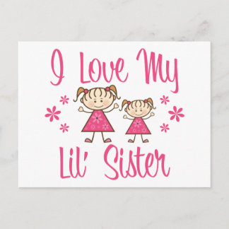Love Lil Sister Pink Girls Postcard