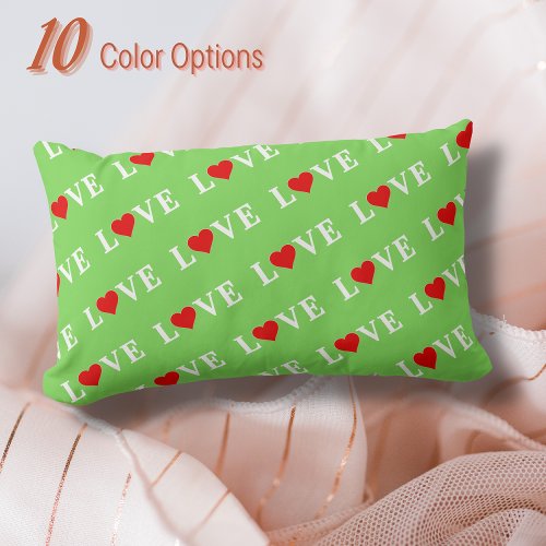 LOVE Lime Green Modern Chic Elegant Minimalist Fun Lumbar Pillow