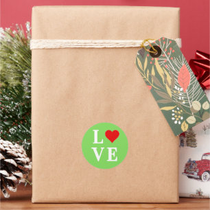 LOVE Lime Green Modern Classic Round Sticker