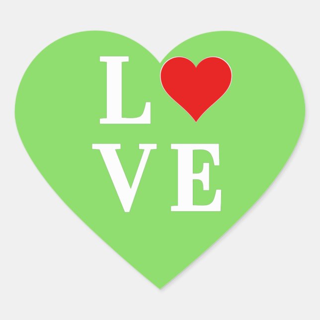 LOVE Lime Green Modern Heart Sticker (Front)