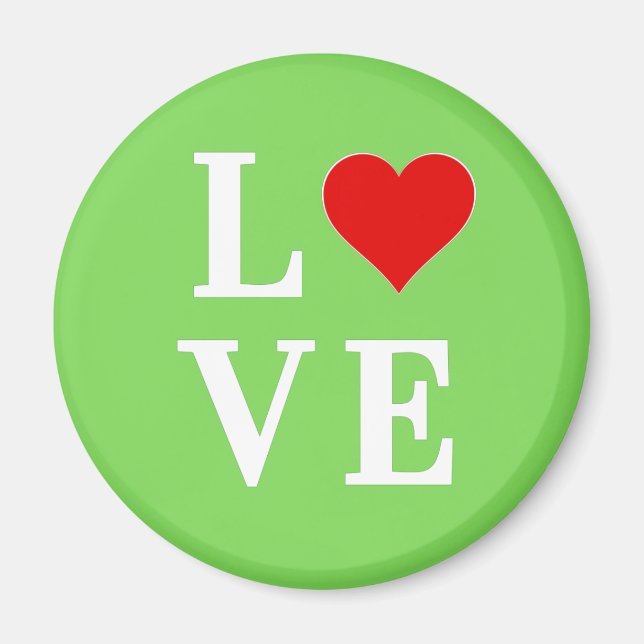LOVE Lime Green Modern Magnet (Front)