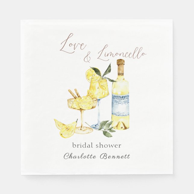 Love Limoncello Cocktail Bridal Shower Napkins (Front)