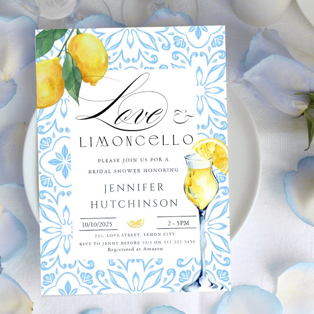 Love & Limoncello Italian Cocktail Bridal Shower  Invitation (Love & Limoncello Italian Cocktail Bridal Shower Invitation)