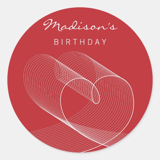 LOVE Lines White Red Party Favor Label / Sticker (Front)