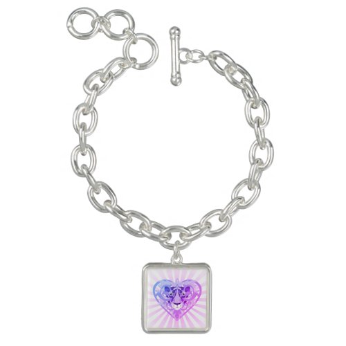 Love Lioness Locket charm bracelet pink starburst