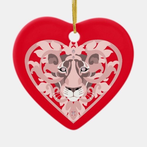 Love Lioness Locketicy red_heart_shaped ornament