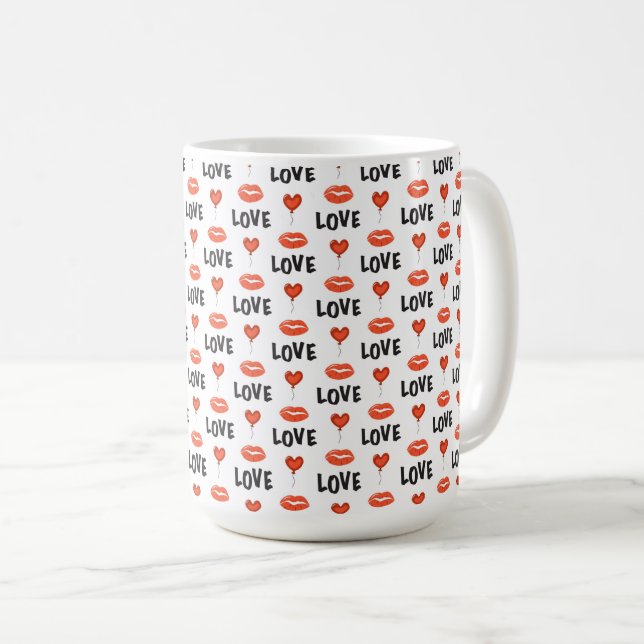 Love Lips and Hearts  Coffee Mug (Front Right)
