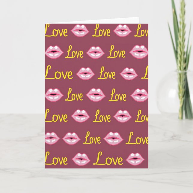 Love Lips Pattern Greeting Card (Front)