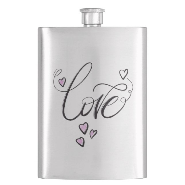 Love Liquid Gold | Sleek Minimalist Script Party  Flask (Front)