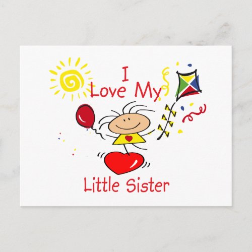 Love Little Sister Stick Figure Girl Postcard