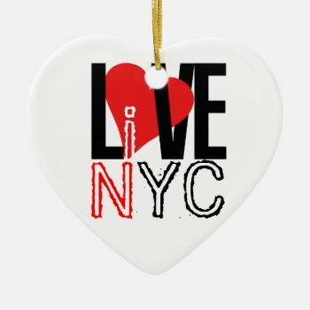 Love & Live In Nyc Heart Ornament Black White by pixibition at Zazzle
