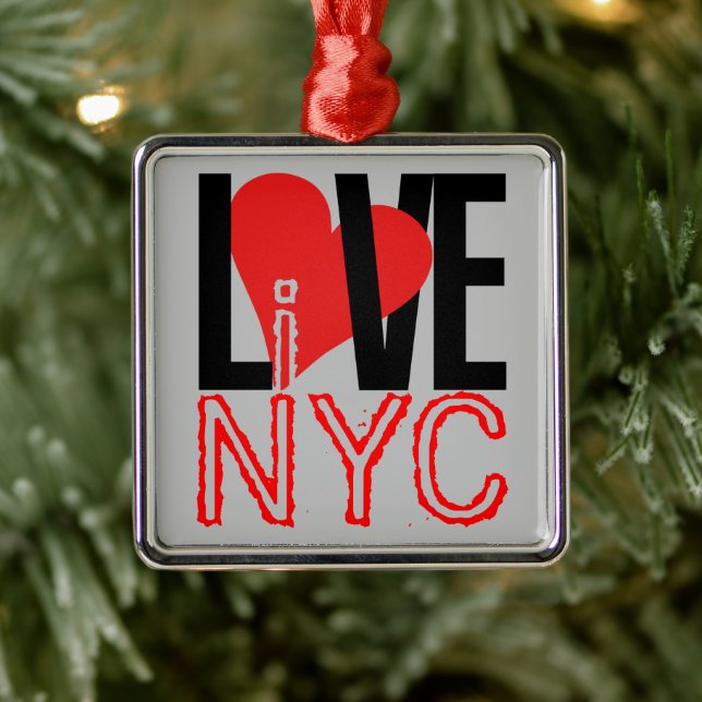 Love & Live In NYC Square Ornament (Tree)