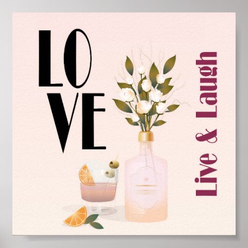 Love live  laugh  Pink Romantic Love Poster