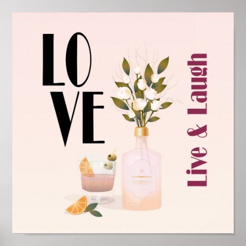 Love live  laugh  Pink Romantic Love Poster