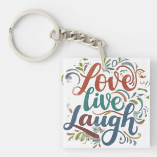 Love, Live, Laugh Square T-Shirt Keychain