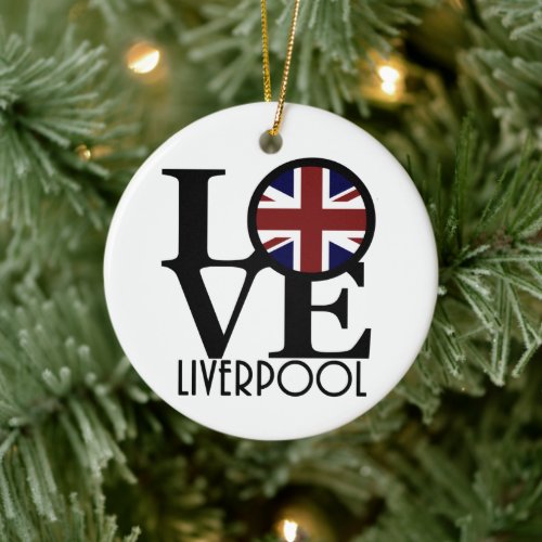 LOVE Liverpool England UK Flag Ceramic Ornament