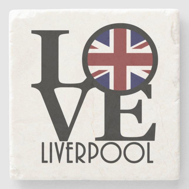 LOVE Liverpool UK Flag Stone Coaster (Front)