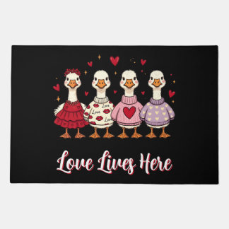 Love Lives Here Duck Family Door Mat