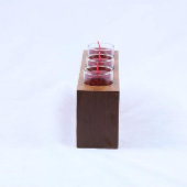 Love Lives Here Family's Cherry Wood Candle Holder (Side View)