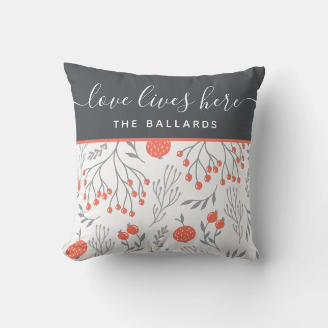 Love Lives Here Name Throw Pillow (Front)