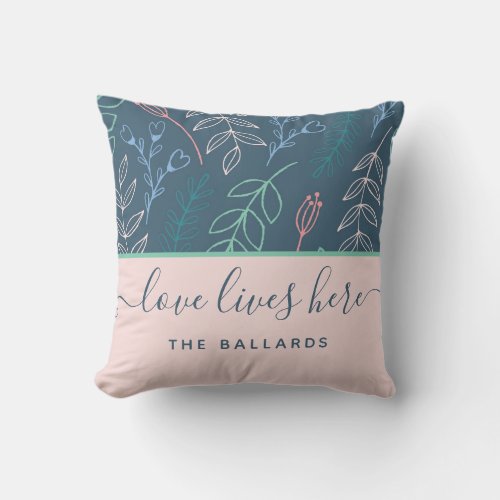 Love Lives Here Name Throw Pillow