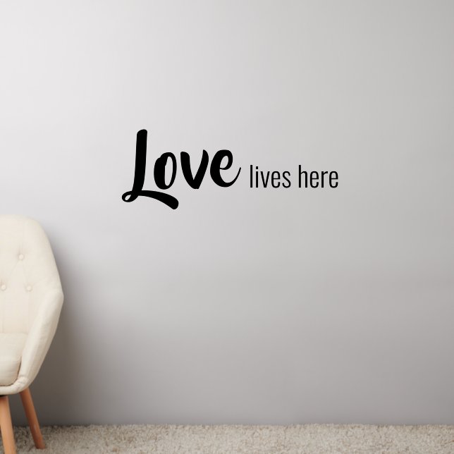Love Lives Here Quote Hand Lettered Wall Decal (Living Room 2)
