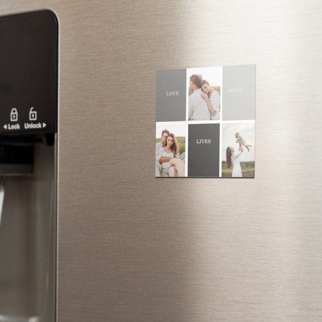 Love Lives Here | Three Photo Family Gift Magnet (Creator Uploaded)