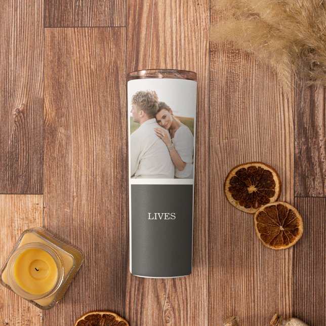 Love Lives Here | Three Photo Family Gift Thermal Tumbler (Creator Uploaded)