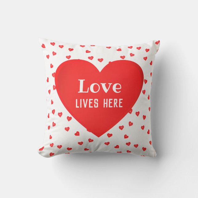 Love Lives Here Valentine's Day Outdoor Pillow (Front)
