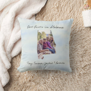 Love Lives In Alabama State Shaped Custom Photo Throw Pillow