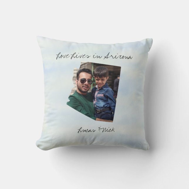 Love Lives In Arizona State Shaped Custom Photo Throw Pillow (Front)