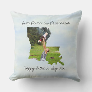 Love Lives In Louisiana State Shaped Custom Photo Throw Pillow