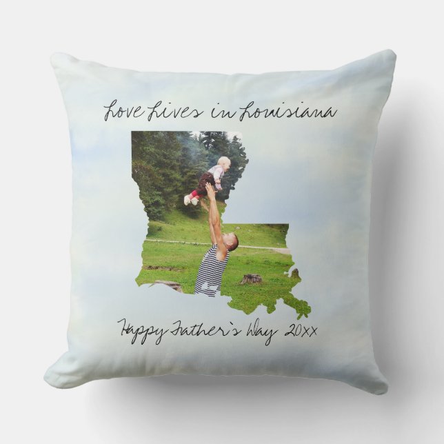 Love Lives In Louisiana State Shaped Custom Photo Throw Pillow (Front)