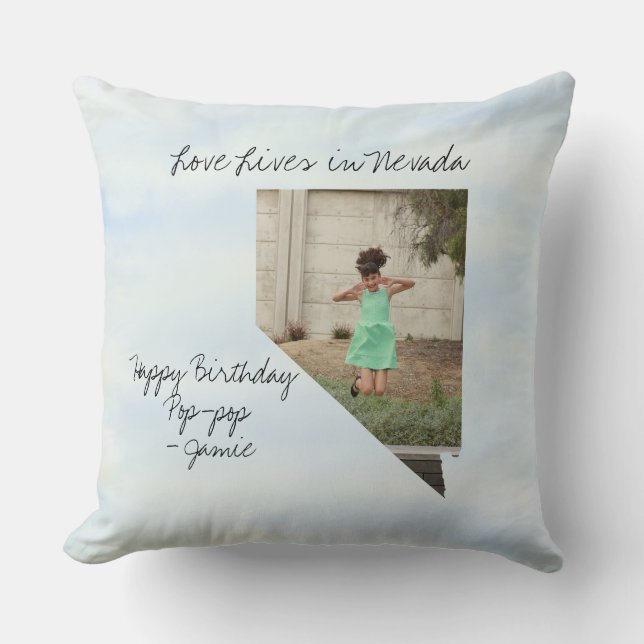 Love Lives In Nevada State Shaped Photo Throw Pillow (Front)