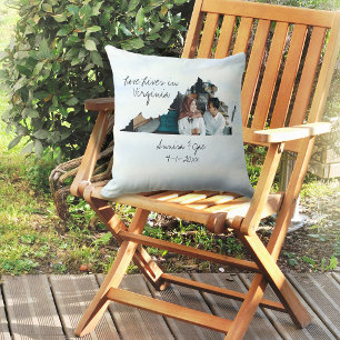 Love Lives In Virginia State Shaped Photo Throw Pillow