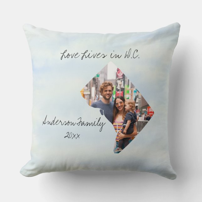 Love Lives In Washington D.C. Custom Shape Photo Throw Pillow (Front)