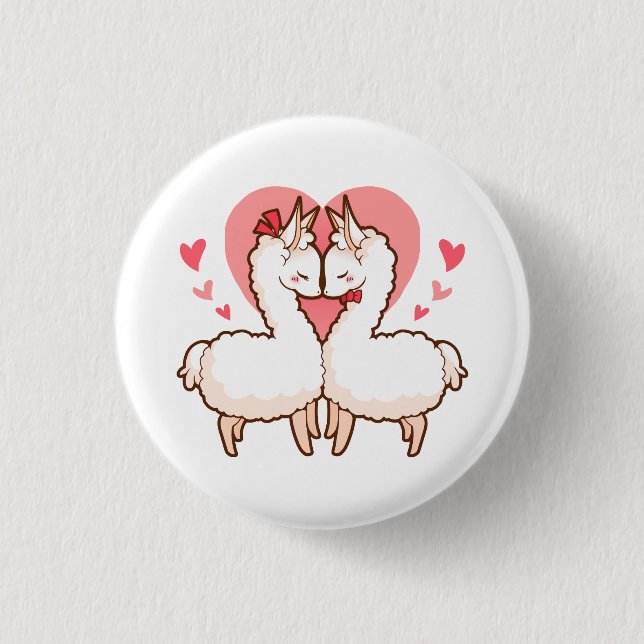 Love Llamas Pinback Button (Front)