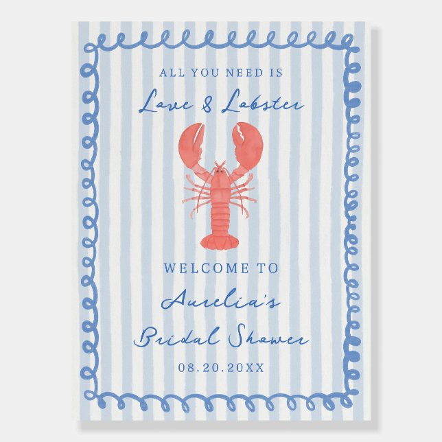 Love & Lobster Bridal Shower Welcome Foam Boards (Front)