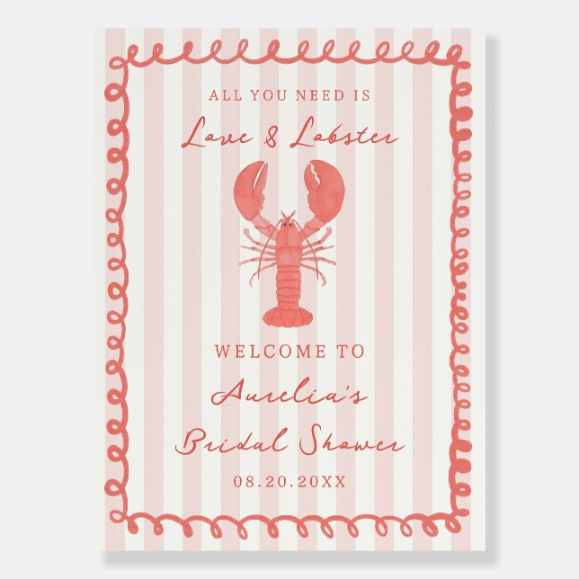 Love & Lobster Bridal Shower Welcome Foam Boards (Front)