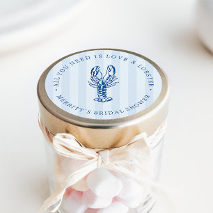 Love & Lobster Coastal Bridal Shower Favor Classic Round Sticker