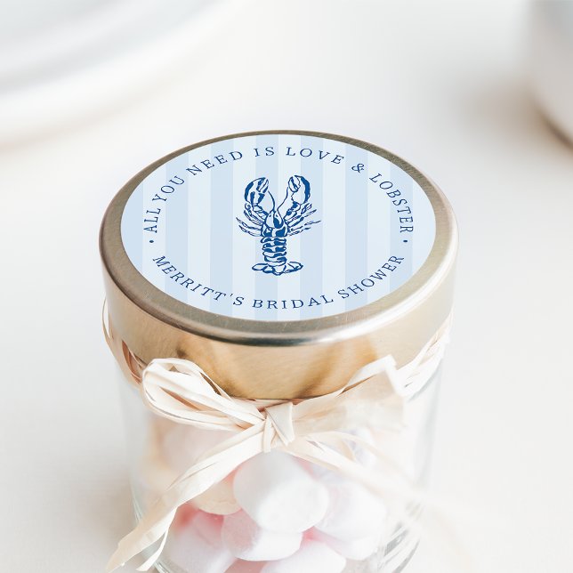 Love & Lobster | Coastal Bridal Shower Favor Classic Round Sticker (Creator Uploaded)