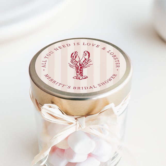 Love & Lobster | Coastal Bridal Shower Favor Classic Round Sticker (Creator Uploaded)