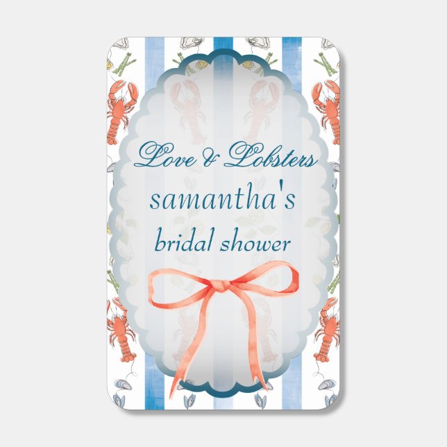 Love & Lobster Coquette Bow Wedding Bridal Shower Matchboxes (Front)