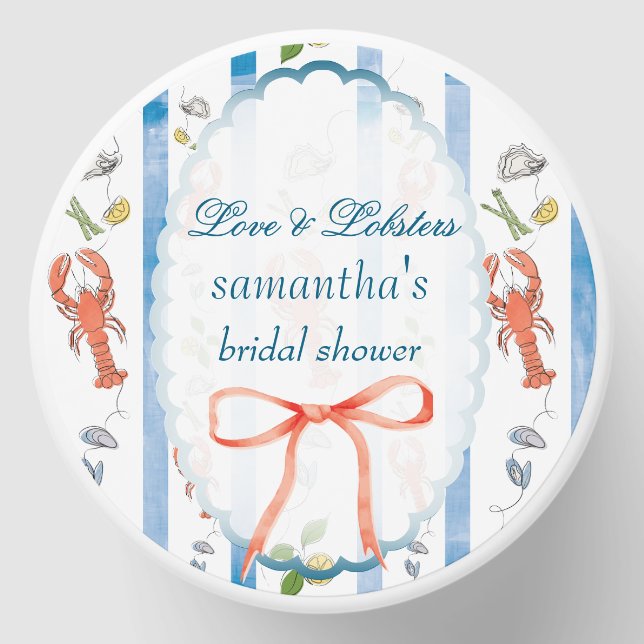 Love & Lobster Coquette Bow Wedding Bridal Shower Mini Candle Favors (Front)