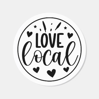Love Local Hand-Drawn Black & White Classic Round Classic Round Sticker