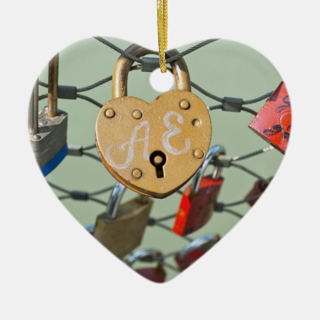 Love Lock Ceramic Ornament (Front)