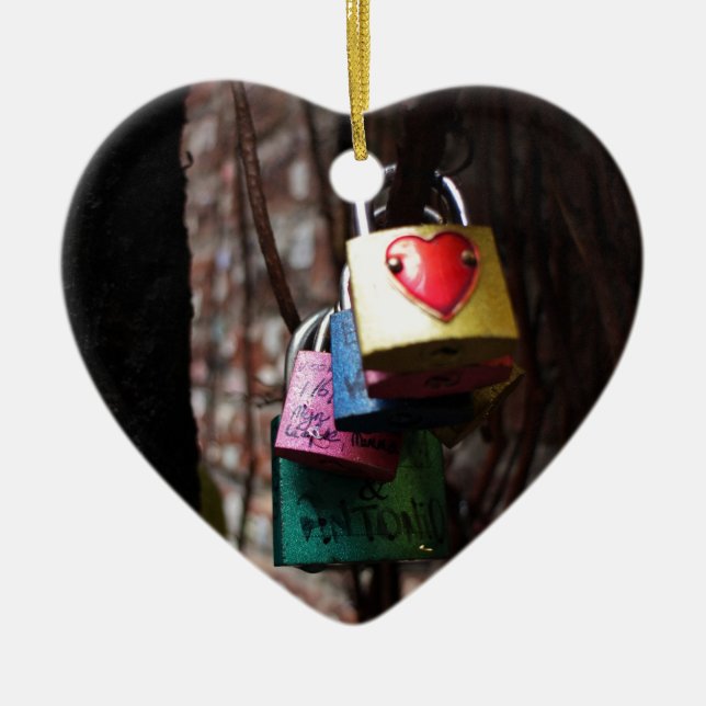 Love Locked Ceramic Ornament (Front)