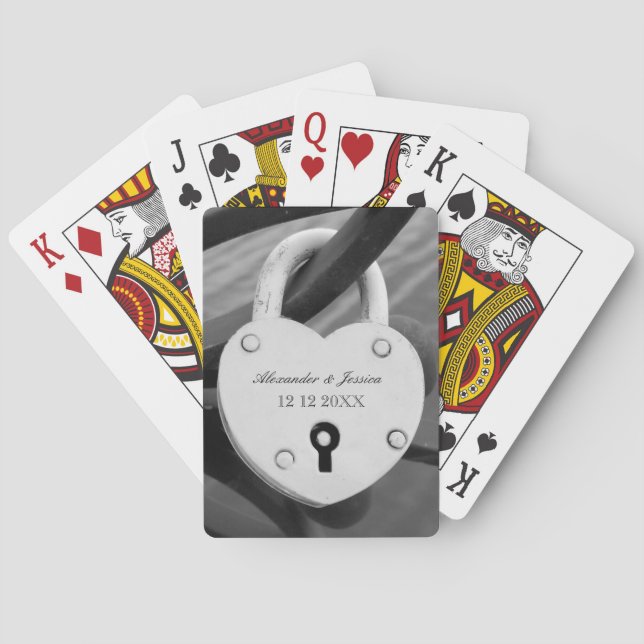 Love locker wedding party favor playing cards (Back)