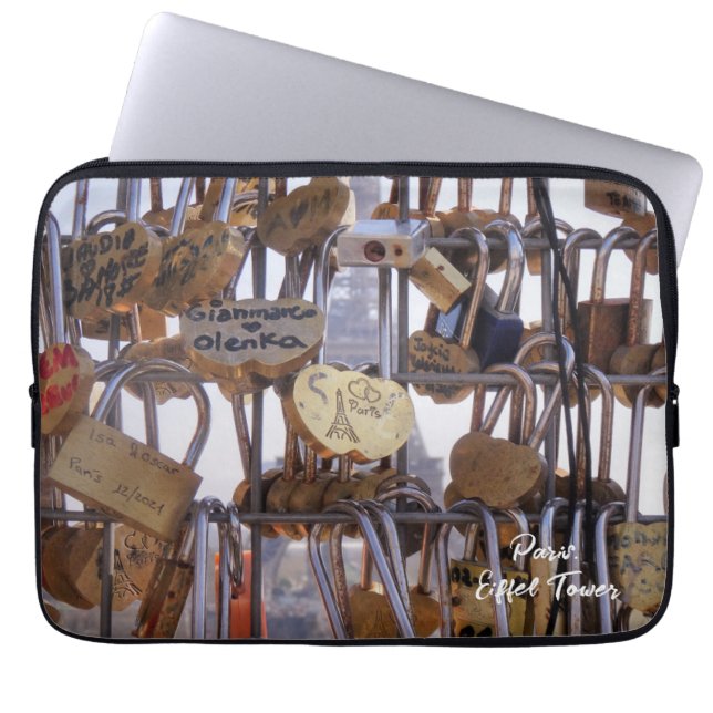 Love Locks and Eiffel Tower. Paris. France.  Laptop Sleeve (Front)